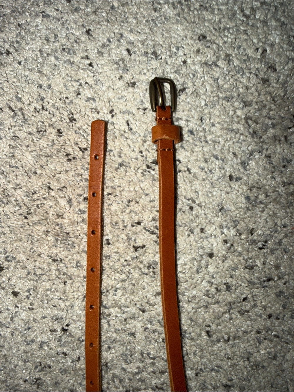 Slim Tan genuine Leather Belt with Brass Buckle